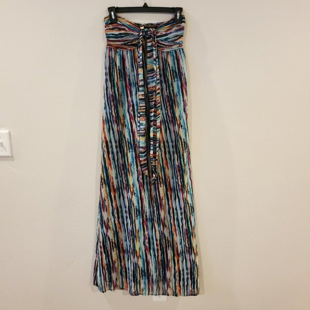 Multicolored Striped Maxi Dress with Halter Top